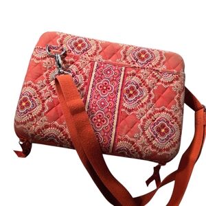 Vera Bradley Floral Quilted Hard Tablet Hipster Orange Crossbody Bag